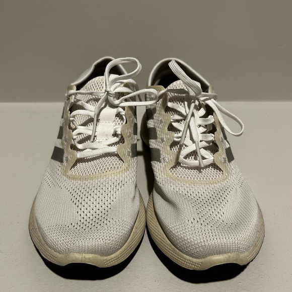 adidas White and Light Gray Knit Runner Sneakers - Picture 2 of 5